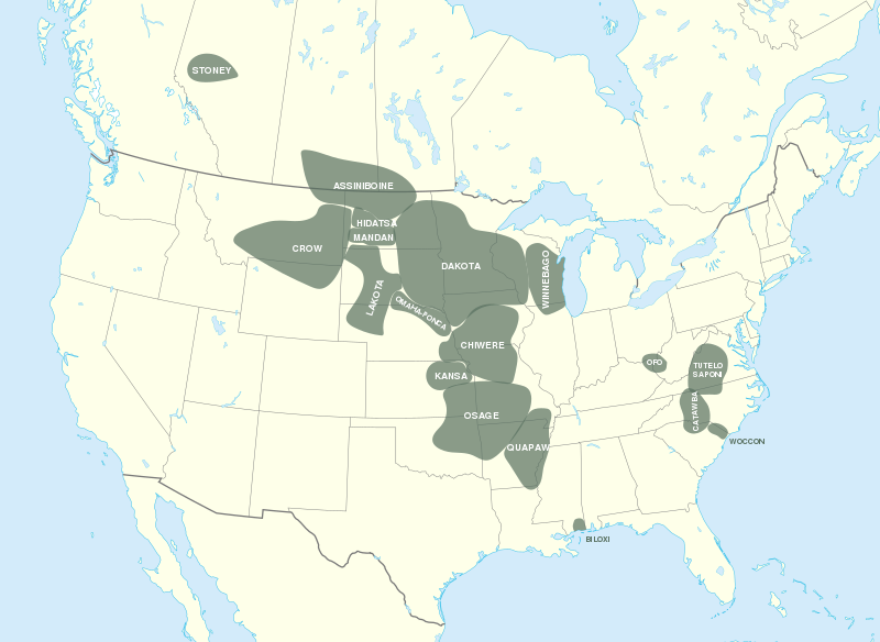 Carte des langues siouanes